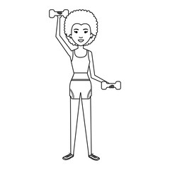woman weight lifting with sport wear vector illustration design