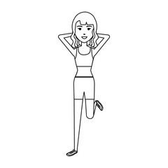 Woman doing aerobics with sport wear vector illustration design