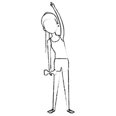 woman weight lifting with sport wear vector illustration design