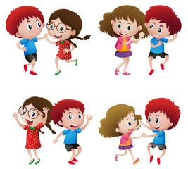 Boys and girls dancing in couple