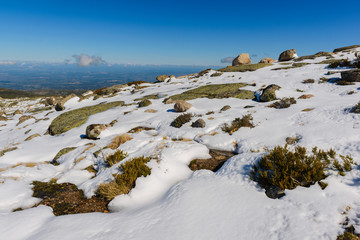Landscape with snow in the Serra da Estrela mountains. County of Guarda. Portugal