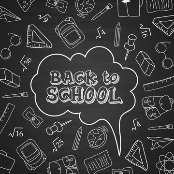 Back to school doodles in chalkboard background