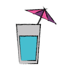 cocktail drink with decorative umbrella icon over white background colorful design vector illustration