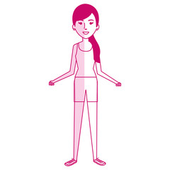 Woman doing aerobics with sport wear vector illustration design