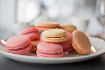 Plate of Macarons in a cafe