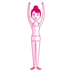 Woman doing aerobics with sport wear vector illustration design