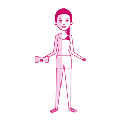 woman weight lifting with sport wear vector illustration design