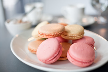 Plate of Macarons in a cafe
