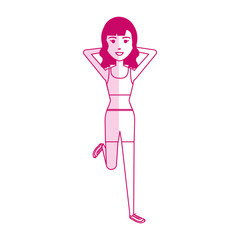 Woman doing aerobics with sport wear vector illustration design