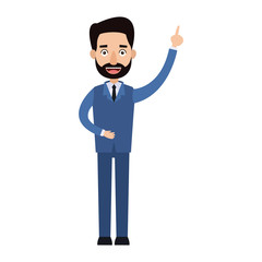 businessman cartoon character beard male with suit tie vector illustration