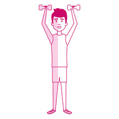 athletic man weight lifting character vector illustration design
