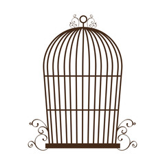 vintage birdcage icon over white background vector illustration