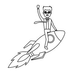 business man rocket ride is the vehicle flying high vector illustration