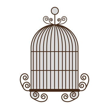 vintage birdcage icon over white background vector illustration