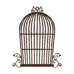 vintage birdcage icon over white background vector illustration