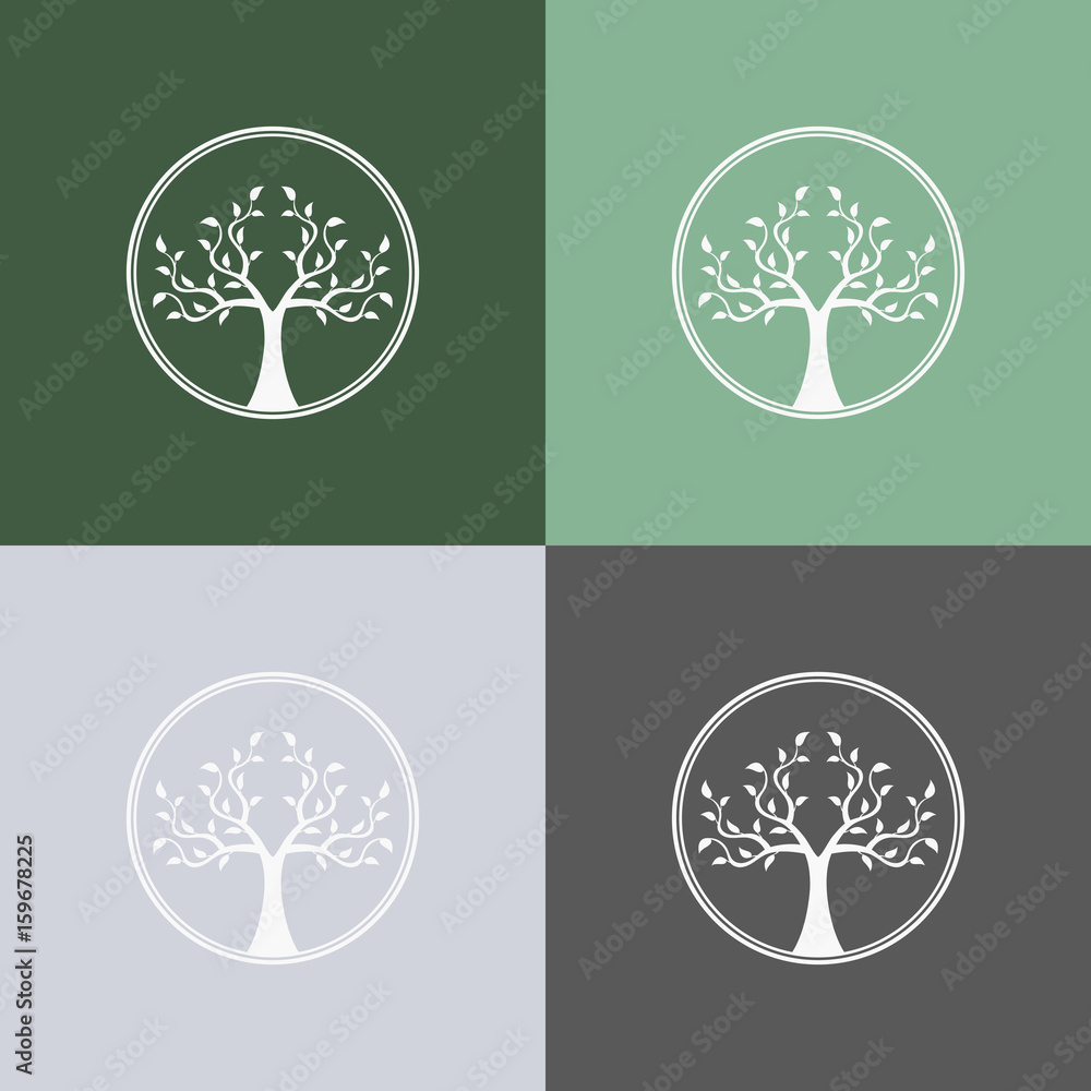 Poster set of color abstract tree vector logo design template for your design.