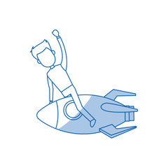 Obraz premium business man rocket ride is the vehicle flying high vector illustration