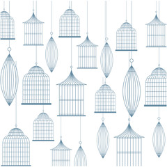 Obraz premium background with birdcage icons vector illustration