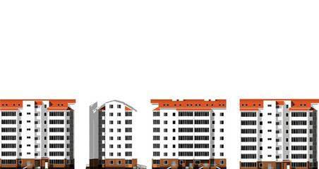 Modern houses. City, architecture. Raster illustration
