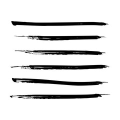 Set of black paint, ink brush strokes, lines. Dirty artistic design elements. Vector eps10.