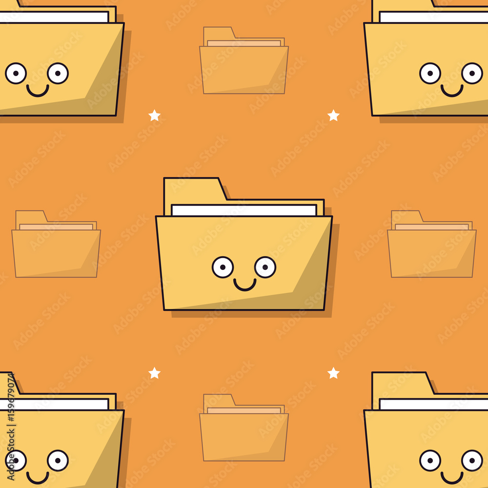 Poster colorful background with pattern of animated folder icon vector illustration
