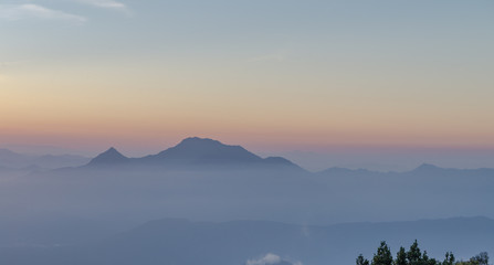 Nice mountain landscape sunset view from Ba Na Hill, Da Nang Vietnam Feb 2017