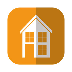 house icon over orange square and white background vector illustration