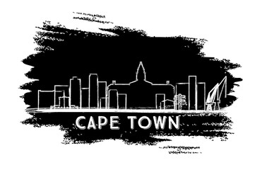 Naklejka premium Cape Town Skyline Silhouette. Hand Drawn Sketch.