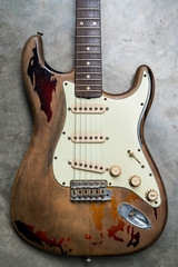 Fototapeta na wymiar detail of vintage electric guitar body