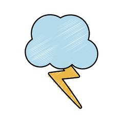 cloud and thunder icon over white background colorful design vector illustration