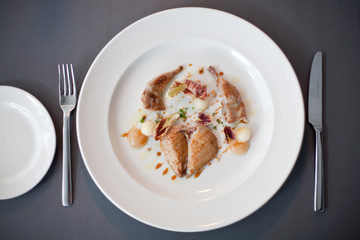 Main course meal of Quail