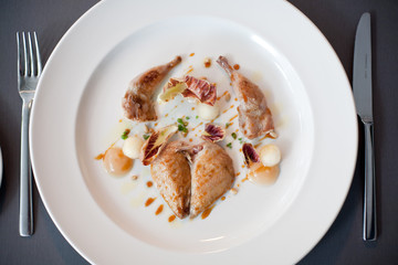 Main course meal of Quail