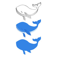 Whale cute cartoon funny illustration isolated on white background, vector graphic colorful doodle animal, Character design for greeting card, children invitation, baby shower, creation of alphabet