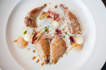 Main course meal of Quail