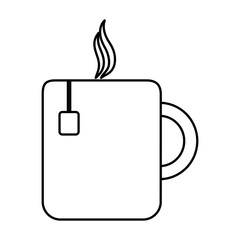 hot coffee mug icon over white background vector illustration