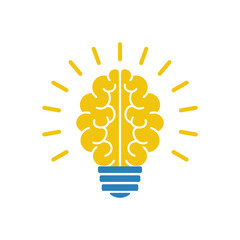 Light bulb brain icon, vector illustration
