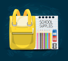 accesories school tools to study education vector illustration