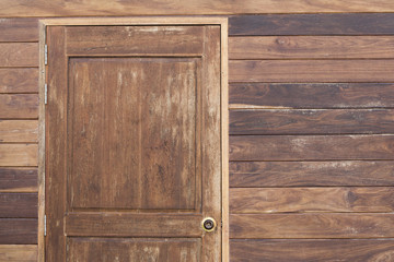 Old wooden house wall, Teak wood doors