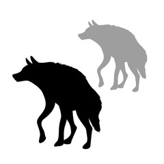 hyena   vector illustration style Flat  set silhouette black