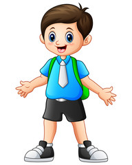 A Cute boy cartoon waving