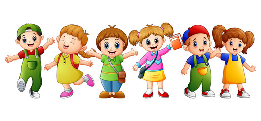 Happy kid going to school