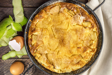 Apple puff pie with apple peels and egg shells