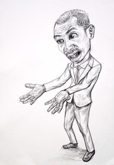 Drawing caricature of businessman was disappointed something not be as expect