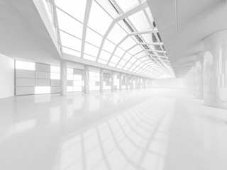 Abstract modern architecture background, empty white open space interior. 3D rendering