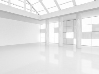 Naklejka na ściany i meble Abstract modern architecture background, empty white open space interior. 3D rendering