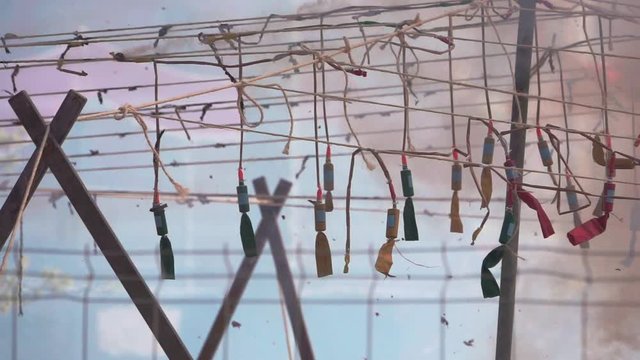 Firecrackers mascleta in super slow motion