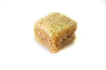 One east sweet baklava pastry isolated on white