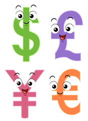 Mascots Currency Symbols
