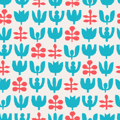 Fototapeta na wymiar seamless pattern with abstract flowers and leaves