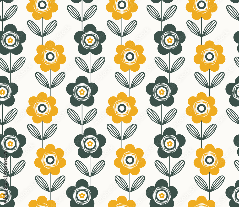 Poster seamless retro pattern with flowers
